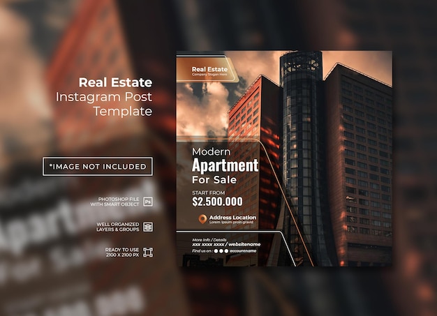 PSD luxury apartment real estate for sale instagram post