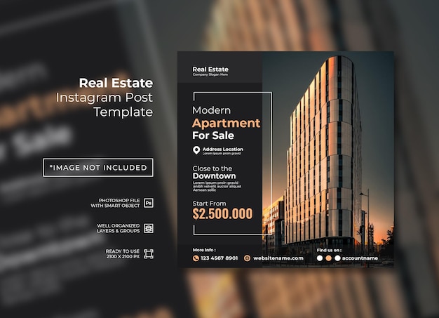 PSD luxury apartment real estate for sale instagram post