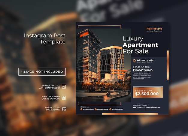 PSD appartamento di lusso immobiliare in vendita post instagram