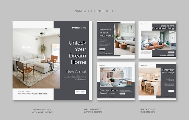 PSD modello di post sui social media per immobili di appartamenti di lusso