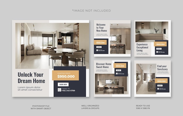 luxury apartment real estate social media post template