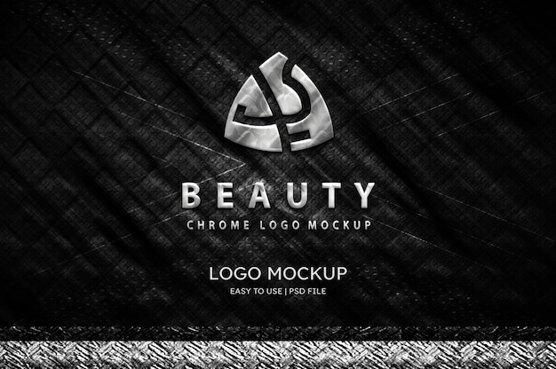 Luxury beauty logo mockup chrome