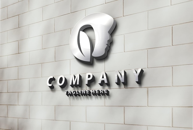 Luxury beauty metallic 3D Wall Logo MockUp