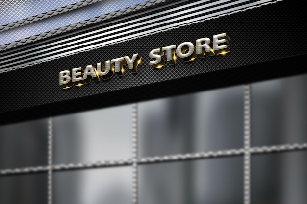 Luxury beauty store facade mockup