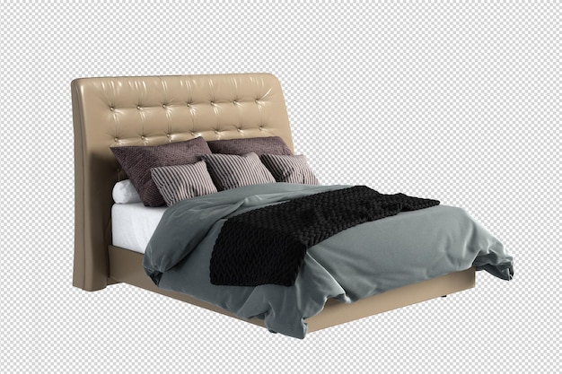 Luxury bed in 3d rendering isolated