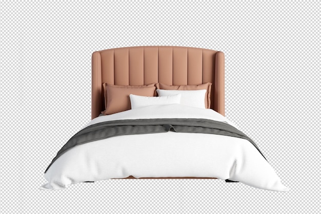 PSD luxury bed in 3d rendering isolated