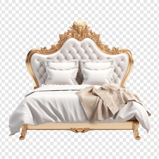 PSD luxury bed isolated on transparent background