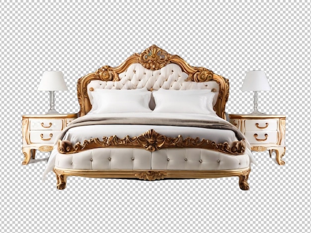 PSD luxury bed on transparent background