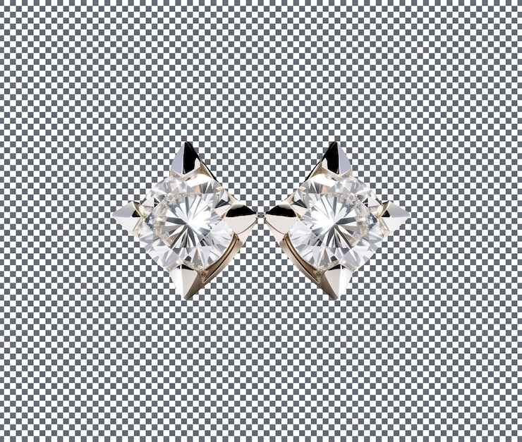 PSD luxury big diamond earrings isolated on transparent background