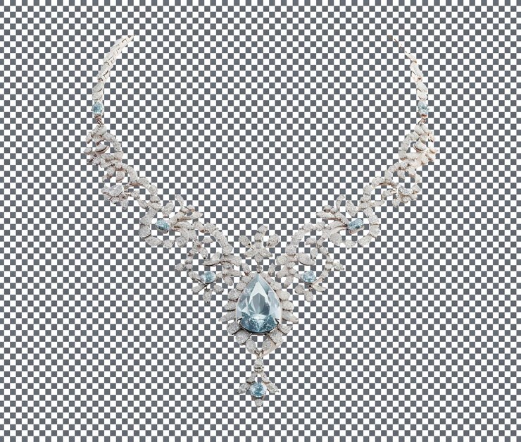 PSD luxury big diamond necklace isolated on transparent background