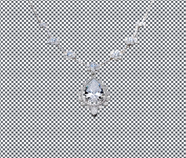 PSD luxury big diamond necklace isolated on transparent background