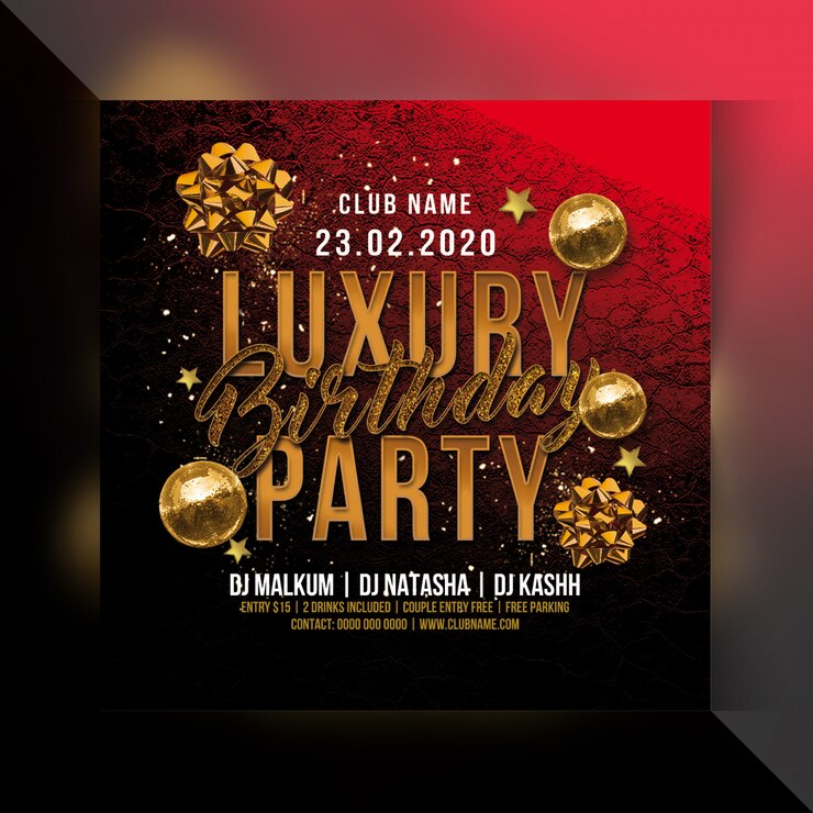PSD luxury birthday party flyer