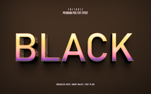 Luxury black 3d editable premium psd text effect