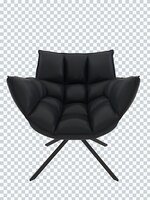 豪華な黒い肘掛け椅子のモックアップ。フロントのモックアップ。透明。