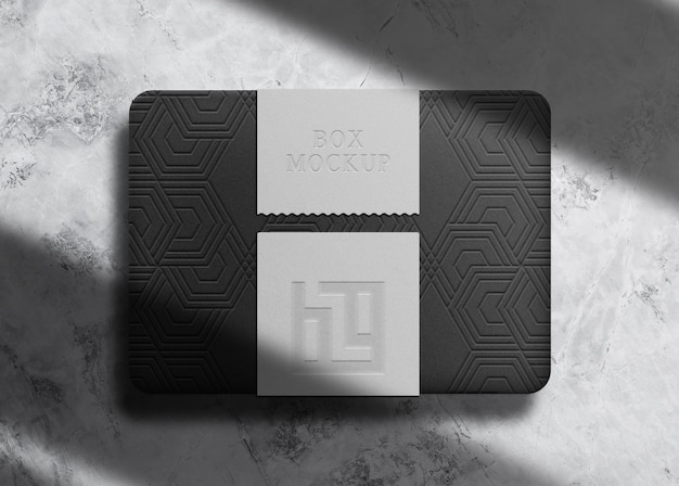 Luxury black box embossed with seal mockup