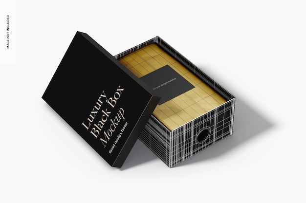 Luxury black box mockup left view