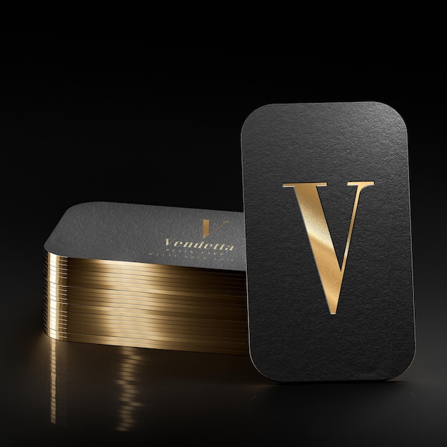 PSD luxury black business card letterpress logo mockup 3d render