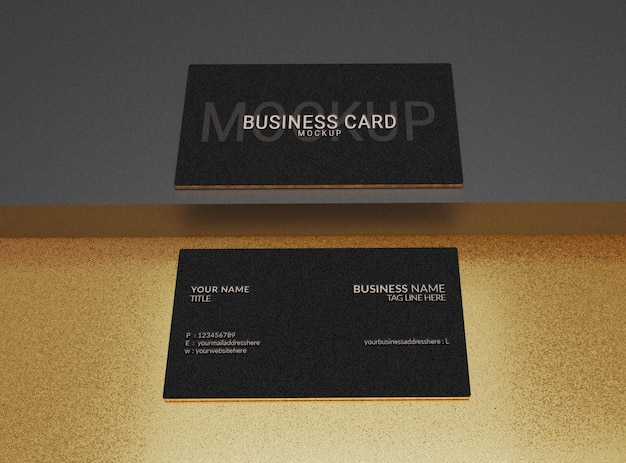 Luxury black business card logo mockup with Gold metal Texture