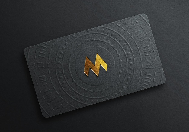 PSD luxury black business card mockup with realistic gold style card mockup