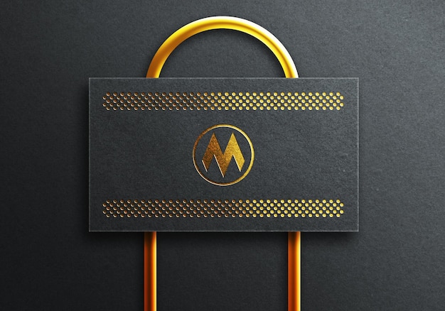 PSD luxury black business card mockup with realistic gold style card mockup