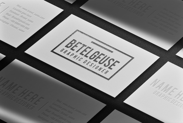 Luxury black embossed business card prespective view mockup