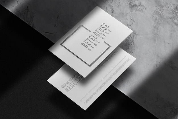 PSD luxury black embossed business card prespective view mockup