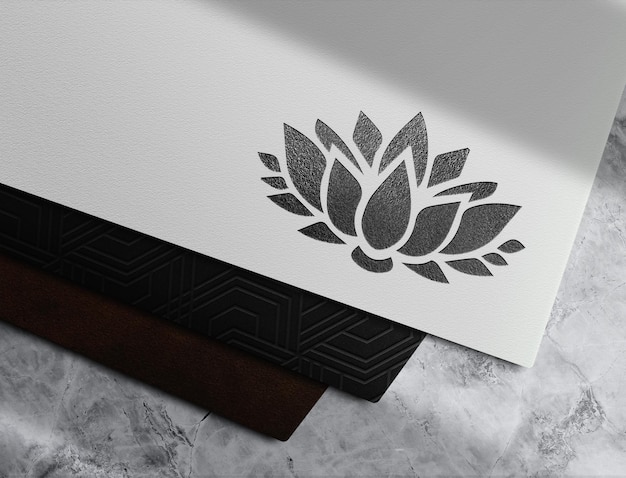 luxury black embossed paper prespective view mockup
