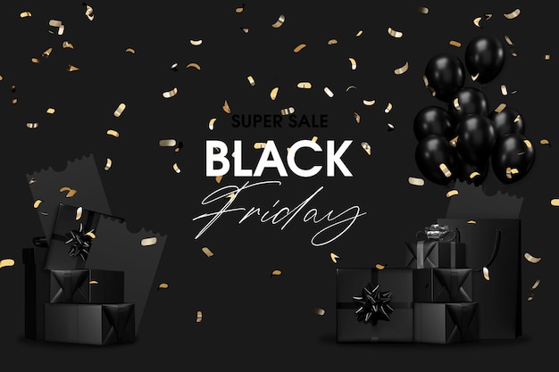 PSD luxury black friday podium and background 3d rendering