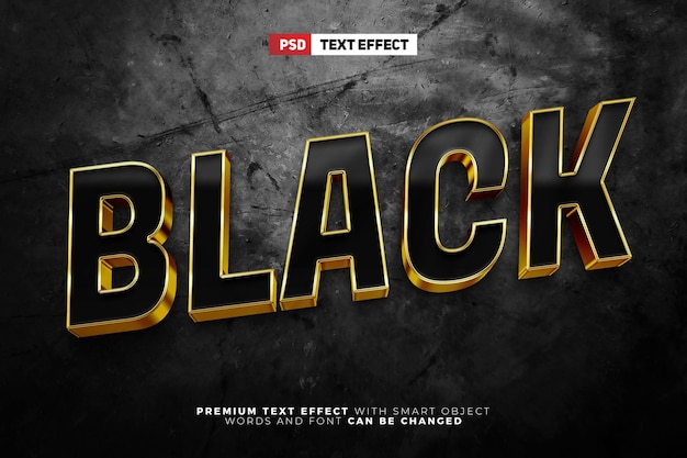 PSD luxury black gold bold 3d text effect