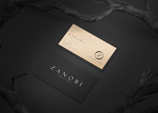 luxury black and gold letterpress business card mockup for brand identity 3d render