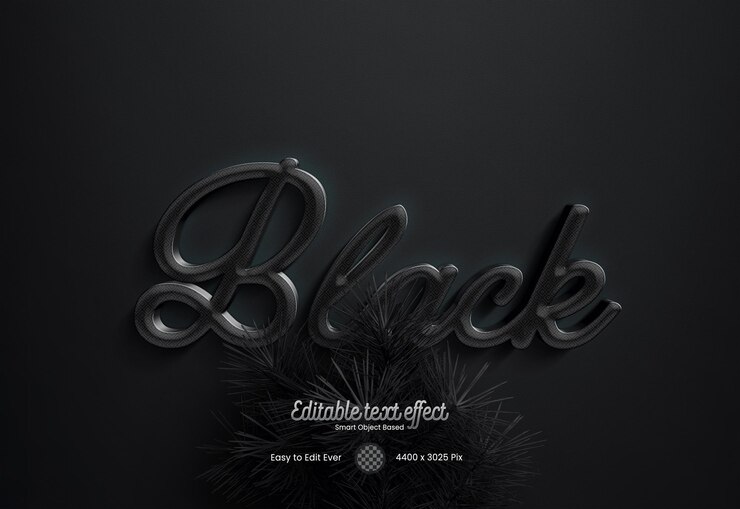 PSD luxury black text style effect mockup template top view