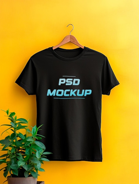 Luxury black tshirt mockup psd