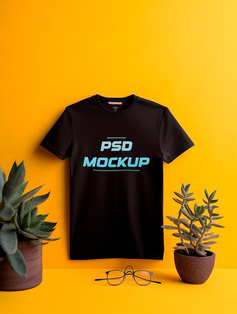 Luxury black tshirt mockup psd