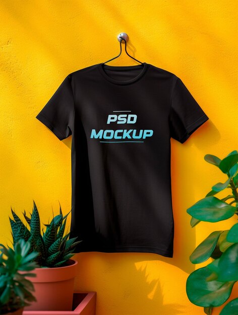 Luxury black tshirt mockup psd