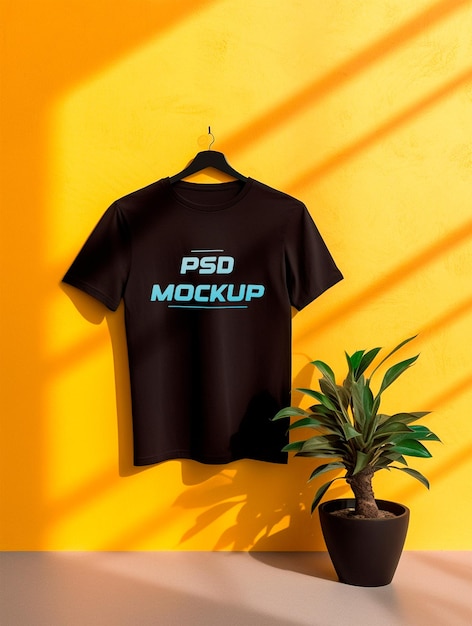 Luxury black tshirt mockup psd