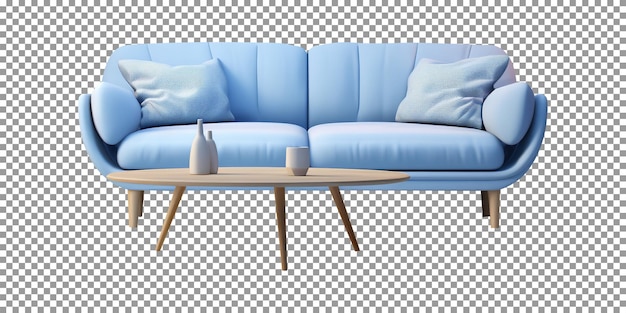 PSD divano comfort blu di lusso isolato su sfondo trasparente