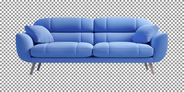 PSD luxury blue comfort sofa isolated on transparent background