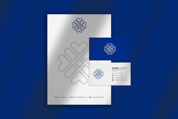 PSD luxury blue and white branding mockup