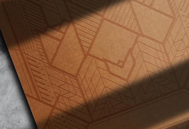 Luxury brown paper close up embossed logo mockup paper prespective view