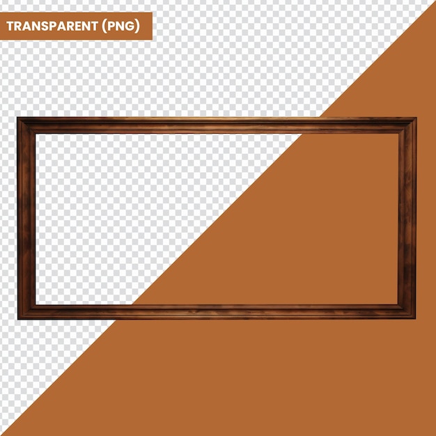 Luxury brown wooden photo frame isolated png transparent background