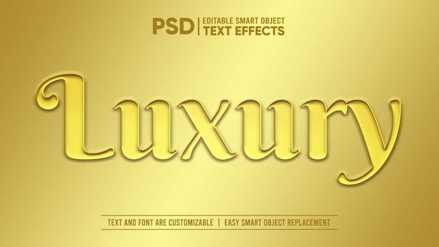 PSD Редактируемый текстовый эффект luxury brushed gold 3d