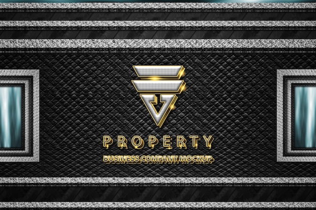 PSD luxury building sign logo mockup