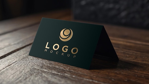 Luxury business card debossed gold foil logo mockup