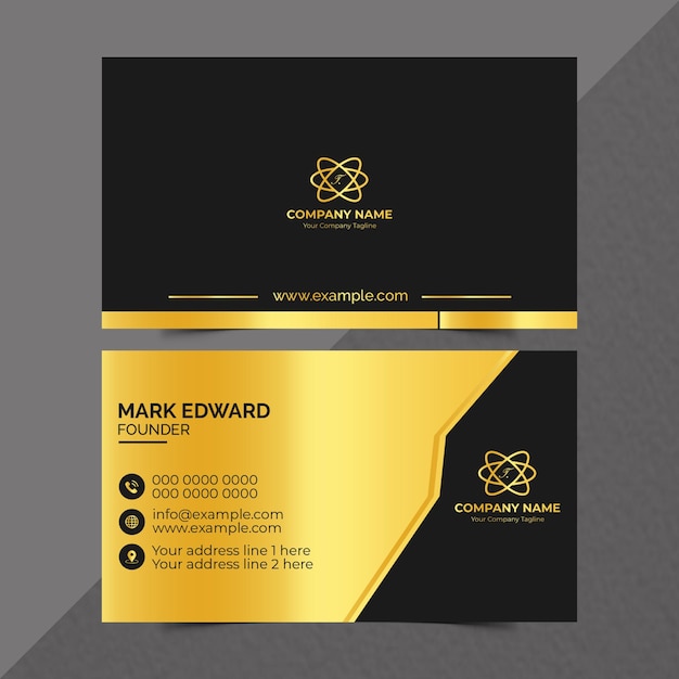 Luxury Business Card Design Templates in Black and Gold gradient Color