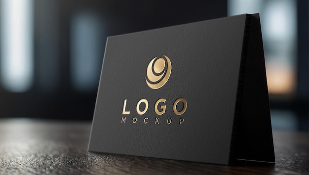 PSD luxury business card gold foil debossed logo mockup