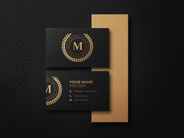 Luxury business card logo mockup with embossed and debossed effect