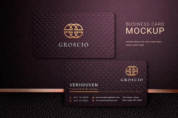 PSD luxury business card logo mockup with embossed effects