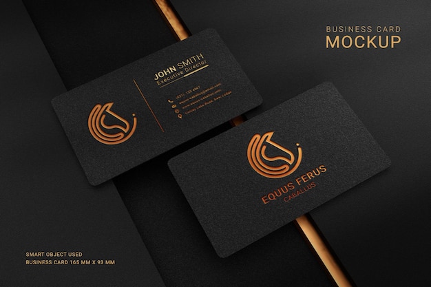 PSD luxury business card logo mockup with foil debossed effect