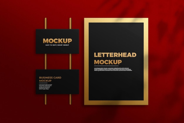 Luxury business card logo mockup with foil debossed effect