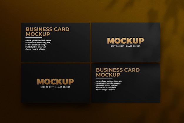 Luxury business card logo mockup with foil debossed effect